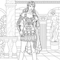 Ancient woman adult coloring book page Royalty Free Stock Photo
